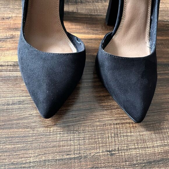 ASOS DESIGN Black Faux Suede Waiter D'orsay High Heels Size 9 - Picture 4 of 9